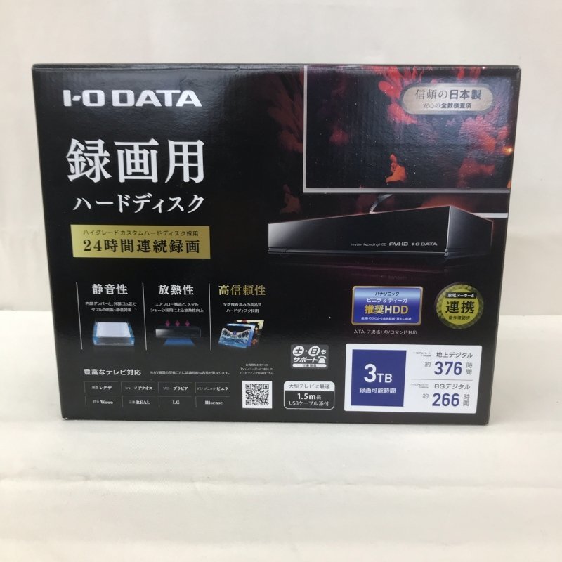 未使用 Ｉ．Ｏ ＤＡＴＡ 外付ＨＤＤ 録画用 ３ＴＢ 黒 アイオーデータ ＡＶＨＤ－ＡＵＴＢ３ ハードディスク 電化製品/255