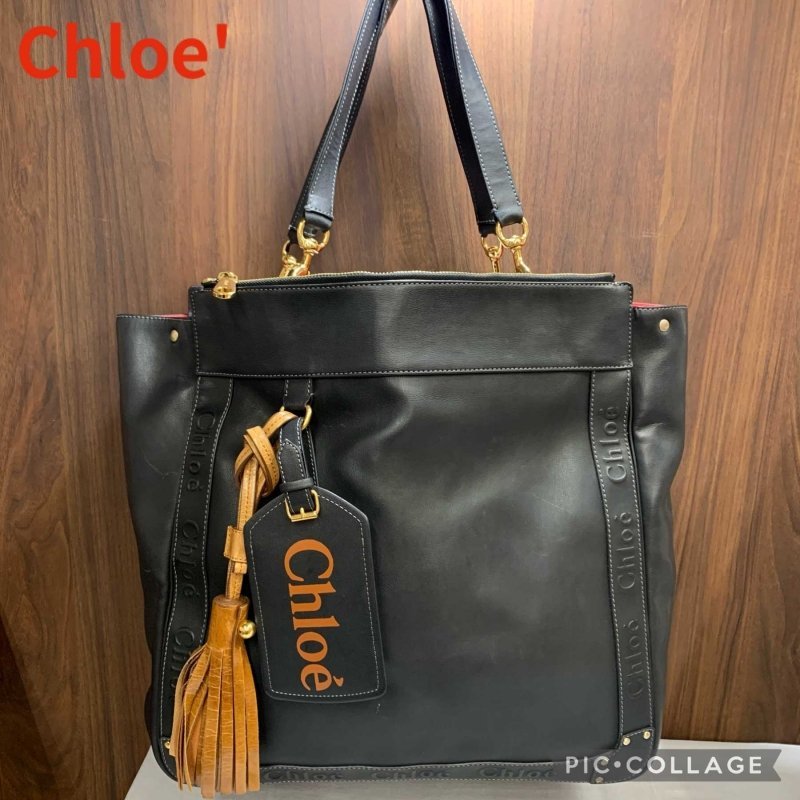 Ｃｈｌｏｅ レディース ファッション ブランド レザー 黒 クロエ エデン ショルダー トートバッグ ブラック 中古品 鞄/247