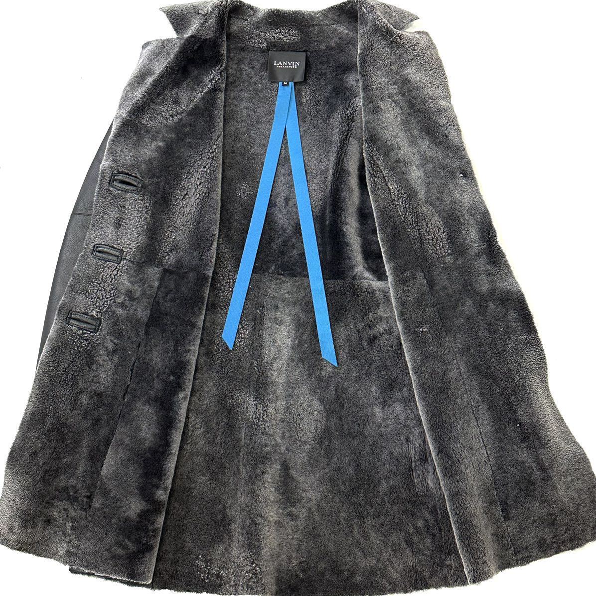  beautiful goods! regular price 30 ten thousand LANVIN COLLECTION sheep leather sheepskin soft soft mouton high class coat (38) black lady's outer Lanvin 