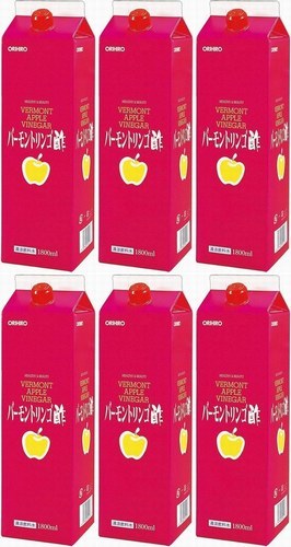 6本 オリヒロ バーモントリンゴ酢 1800mL 濃縮タイプ。民間療法にもとづいて純正リンゴ酢とハチミツをベースに作られた健康 美容飲料です。_1800mL　×6本(10,8L)　・濃縮タイプです。