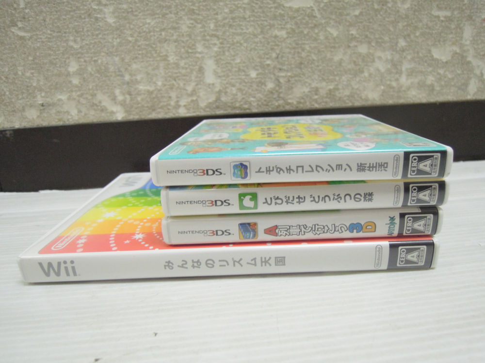 3607) ニンテンドー3DS ソフト トモダチコレクション 新生活/とびだせ どうぶつの森/A列車で行こう 3D/wii みんなのリズム天国 4本セット_画像3