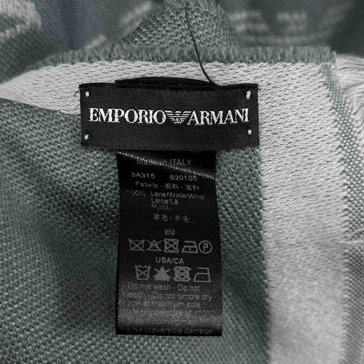 ○イタリア製○ EMPORIO ARMANI エンポリオアルマーニ マフラー ストール グレー ウール メンズ ヴィンテージ ネ_画像2