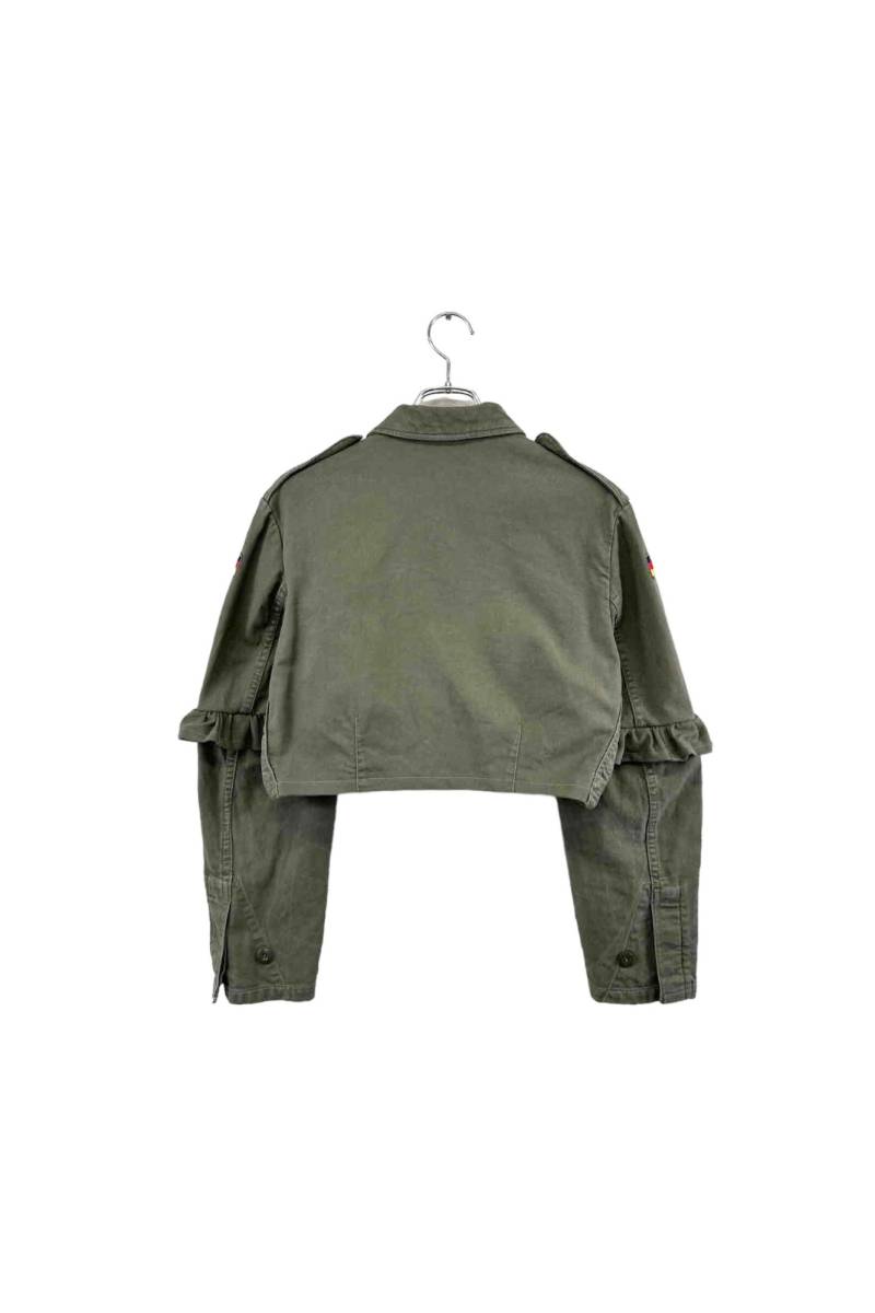 remake military sleeve frill shirt ミリタリーフリルシャツ リメイク カーキ オリーブグリーン レディース ヴィンテージ 6_画像2