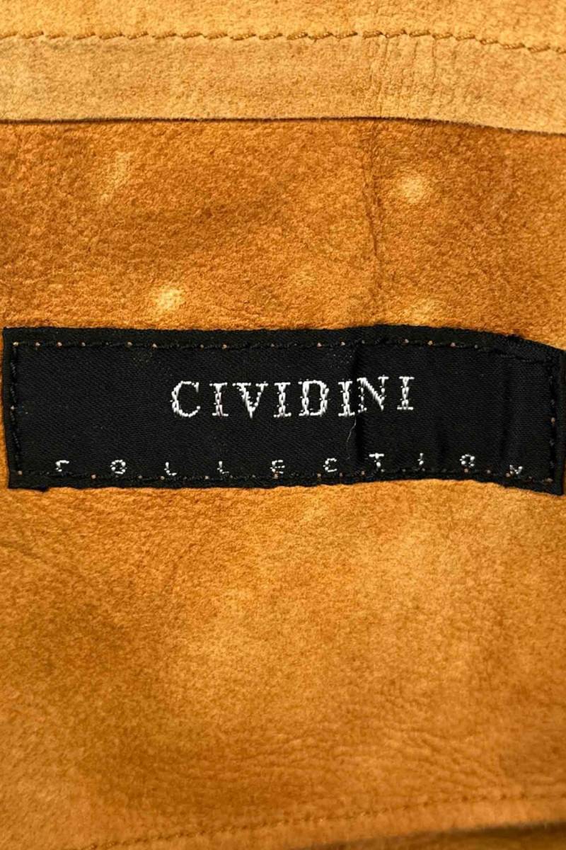 Made in ITALY CIVIDINI leather vest チヴィディーニ レザーベスト フルジップ ブラウン サイズ44 羊革 レディース ヴィンテージ ネ_画像3
