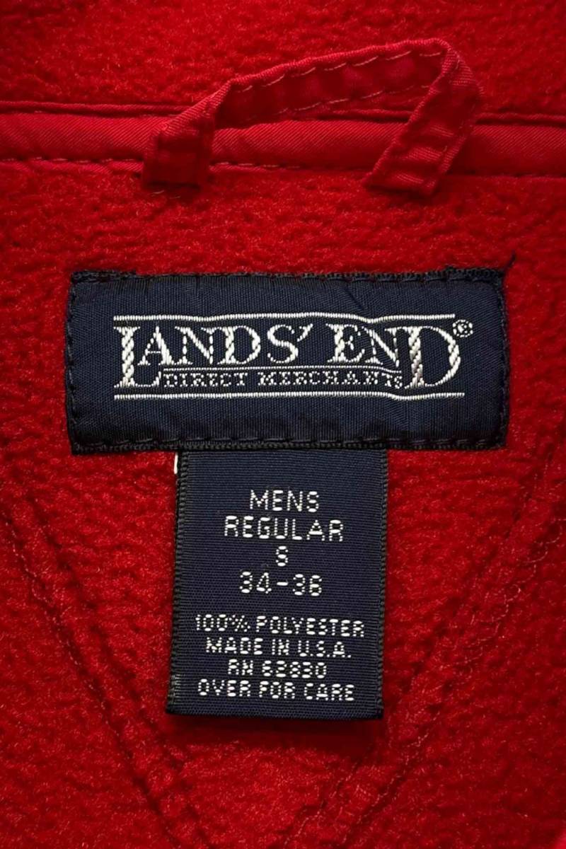 Made in USA LANDS' END red fleece jacket ランズエンド フリースジャケット ハーフジップ レッド サイズS メンズ ヴィンテージ 6_画像3