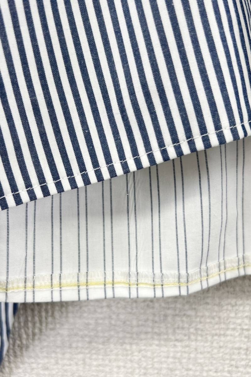 remake stripe ribbon shirt リメイク リボンシャツ 長袖 ストライプ ホワイト系 レディース ヴィンテージ 6の画像5