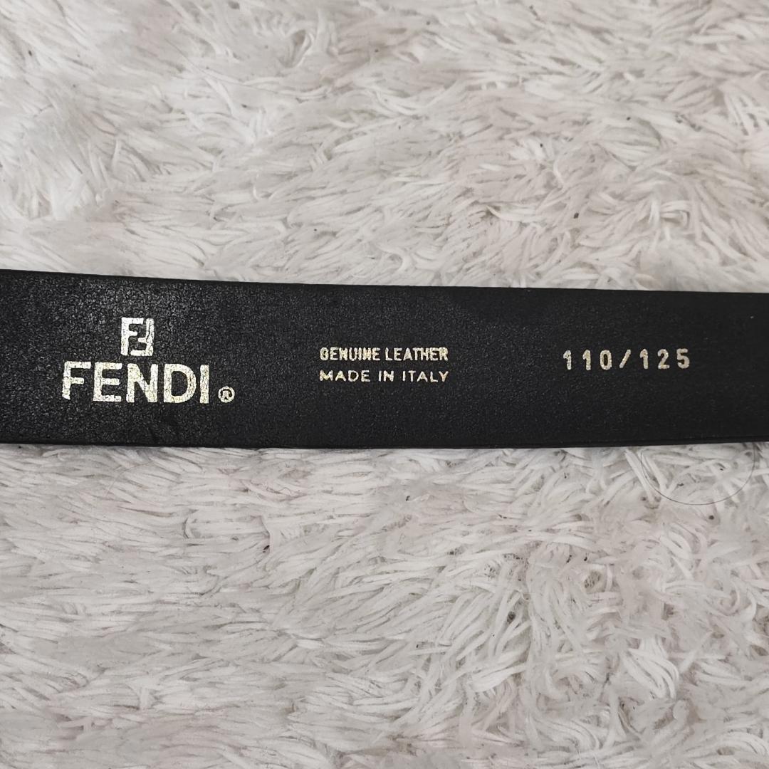 1円【美品】FENDI フェンディ ズッカ FF金具 レザー ベルト 黒 ブラック シルバー金具 110/125 メンズ_画像7