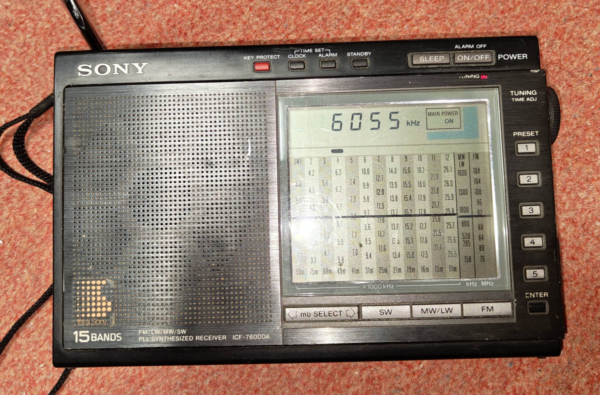 SONY ICF-7600DA FM/LW/MW/SW 15BAND RADIO 動作確認済・表面カーバー浮き有り_画像1