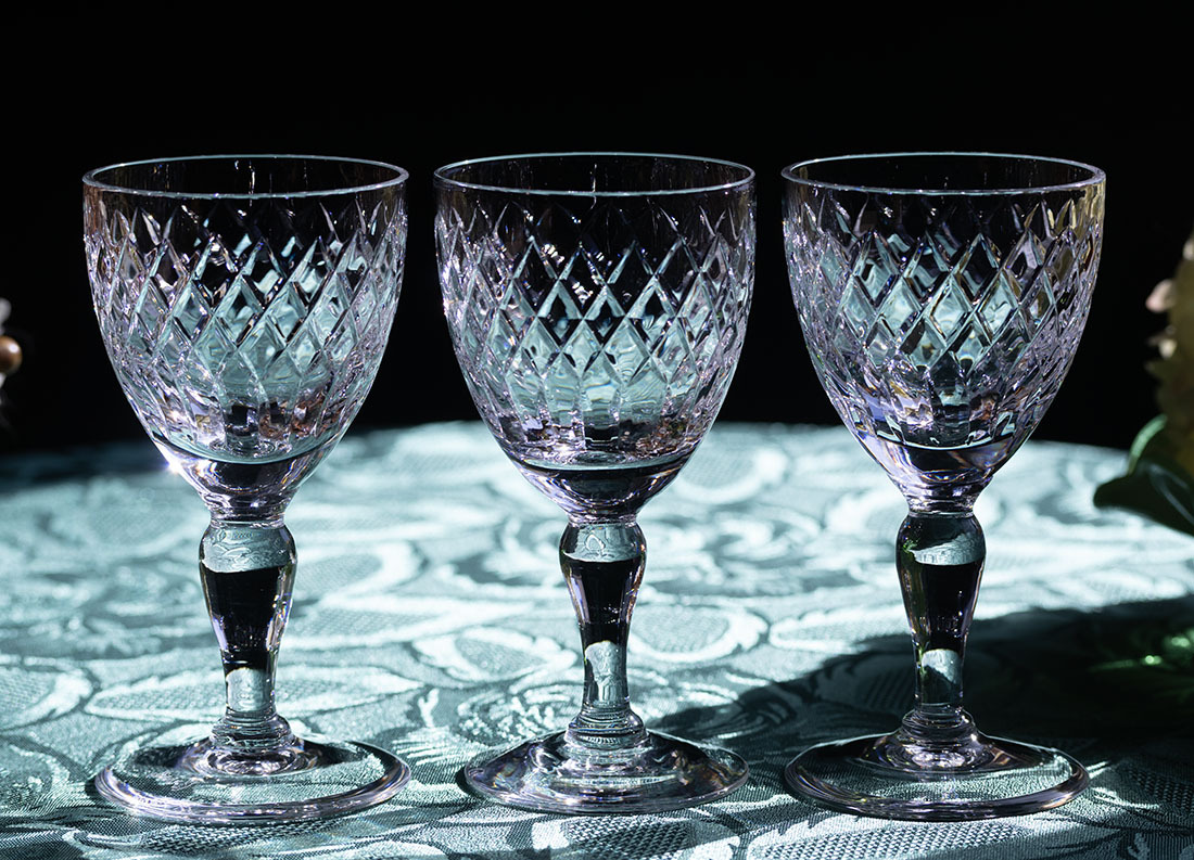 1966年 ロイヤルブライアリー クリスタル 英国王室御用達 ROYAL BRIERLEY リキュール ワイン カクテルグラス 3個セット 酒 ビンテージ　_画像1