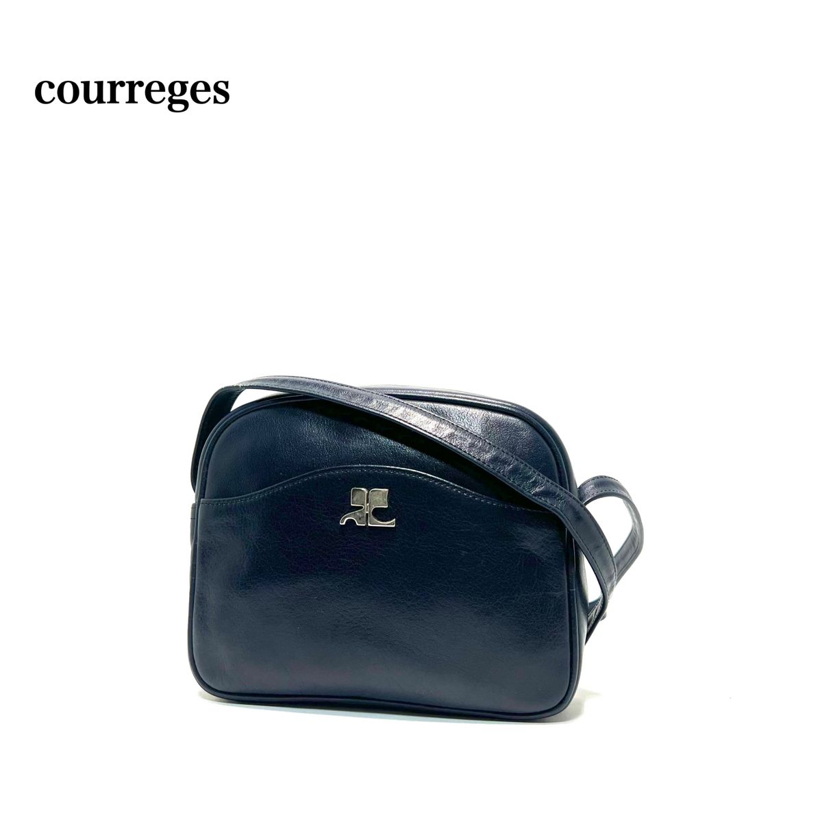 ☆良品☆ Courreges クレージュ レザー ショルダーバッグ-