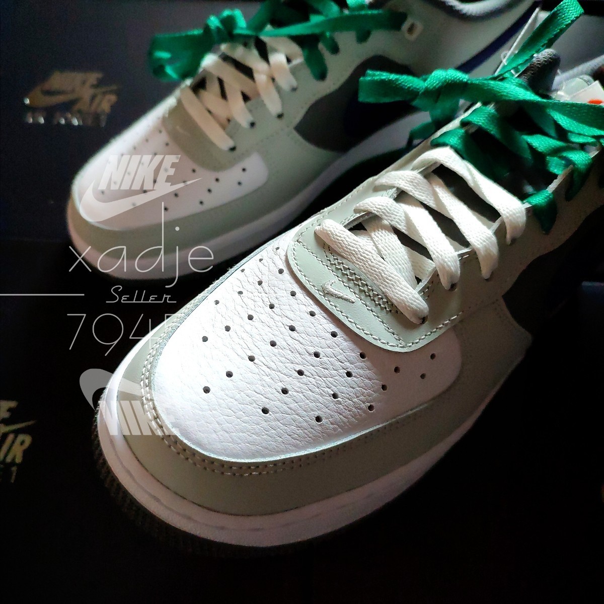 新品 正規品 NIKE ナイキ AIR FORCE1 LOW エアフォース1 ロー スプリット 灰 グレー ネイビー 緑 グリーン 27cm US9 箱付き_画像5