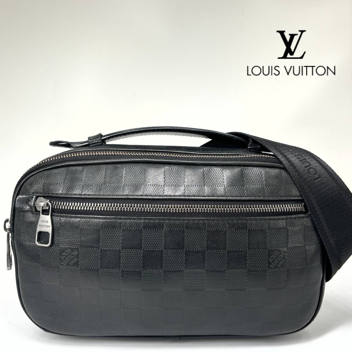 1円 極美品 LOUIS VUITTON ルイヴィトン ダミエアンフィニ アンブレール オニキス ボディバッグ ショルダー バッグ N41288 レザー メンズ