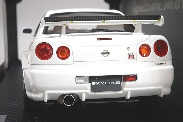 イグニッションモデル 1/18 NISSAN 日産 SKYLINE スカイライン GT-R V-spec Ⅱ R34 ホワイト ※リアウィング接着痕有 IG0186_画像4