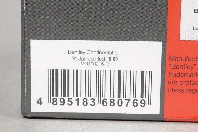 TSM トゥルースケール / MINI GT 1/64 Bentley ベントレー コンチネンタル GT セントジェームスレッド (右ハンドル) MGT00216-Rの画像5