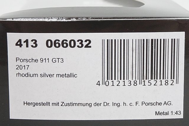 PMA ミニチャンプス 1/43 PORSCHE ポルシェ 911 GT3 2017 ロジウム シルバー メタリック 413066032_画像3