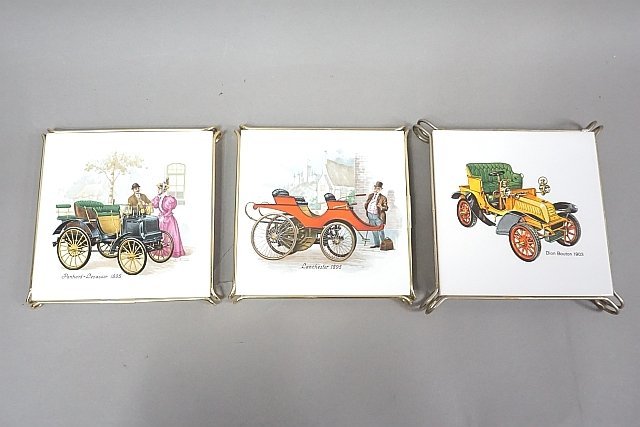 Villeroy & Boch クラシックカー プレート タイル絵 Dion Bouton 1903 / Lanchester 1895 (サイズ約：16×16×1.5cm)など 3点セット_画像1