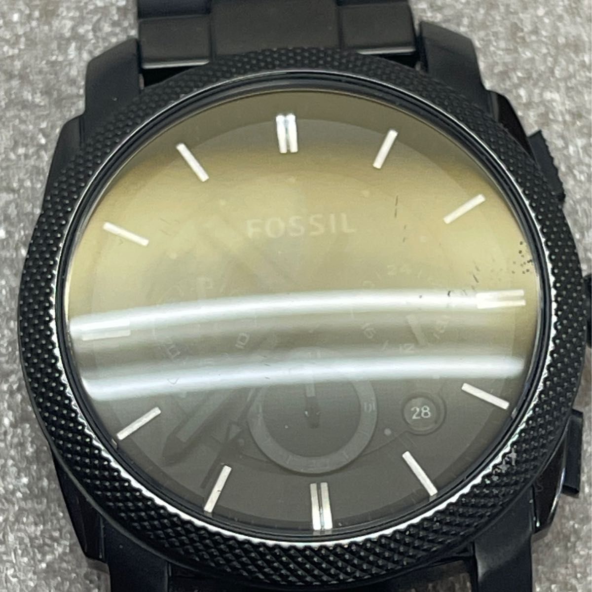 稼働　良品　FOSSIL 腕時計　メンズ　クロノグラフ　フォッシル　クォーツ　メンズ　黒　メタル　ラウンド　デイト　クロノ