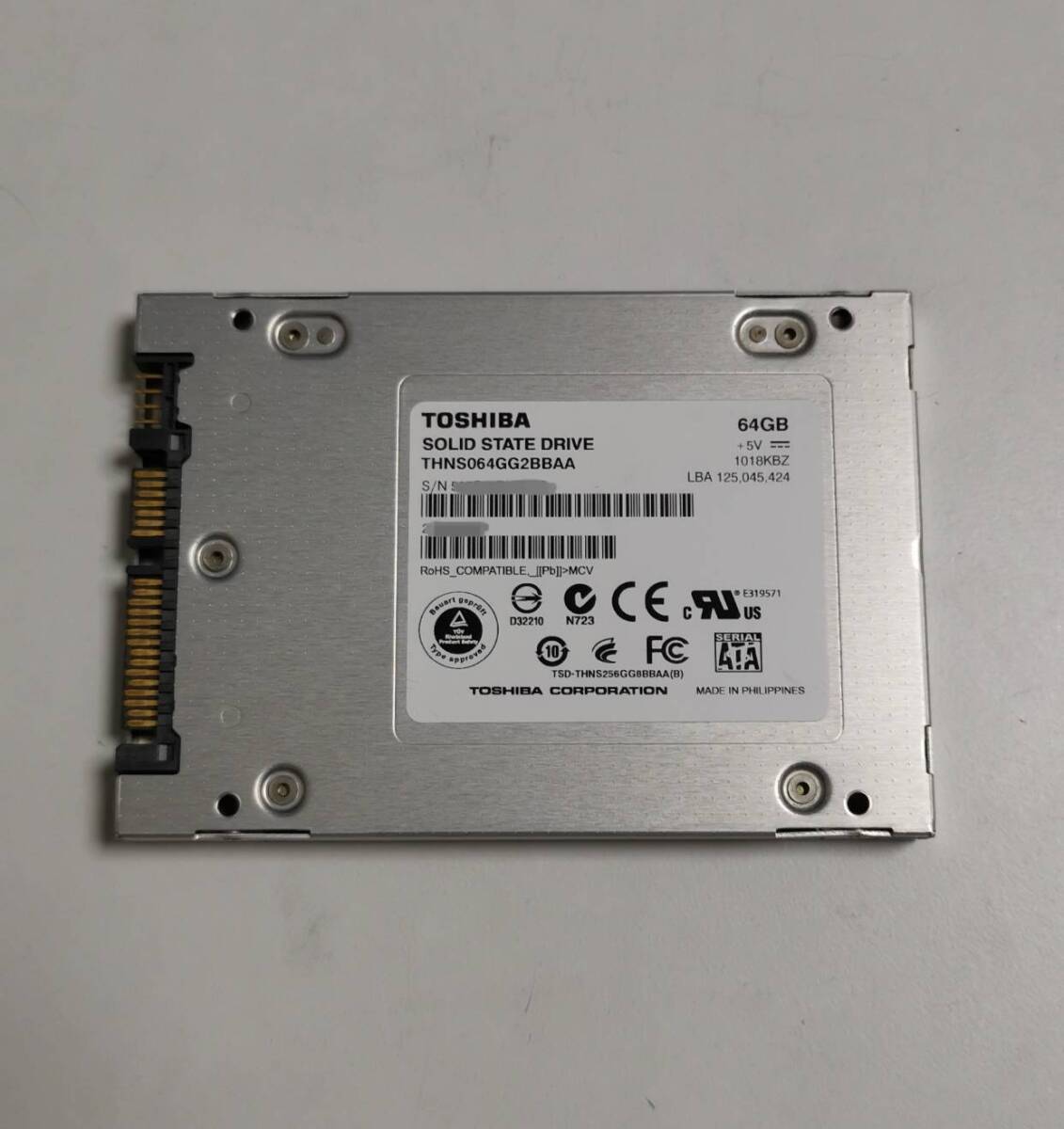 TOSHIBA 2.5inch SSD 64GB THNS064GG2BBAA SATA ((動作品・1枚限定))_画像2