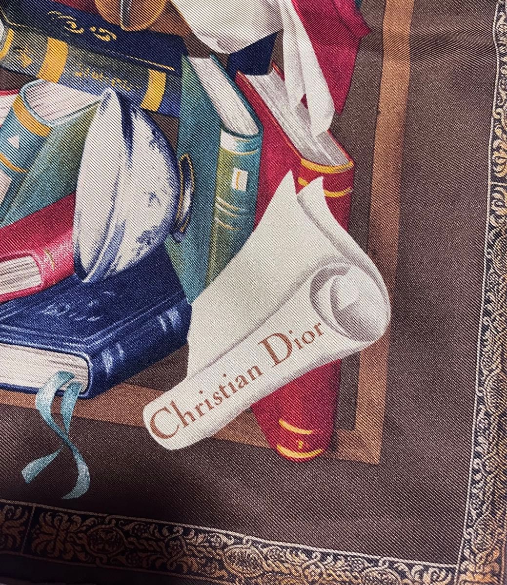 良好 Christian Dior クリスチャンディオール スカーフブラウン 良好 Christian Dior クリスチャンディオール スカーフブラウン