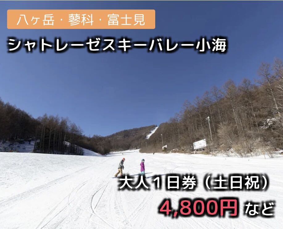 シャトレーゼスキーバレー小海 大人１日券（土日祝）1枚 4,800 円_画像1