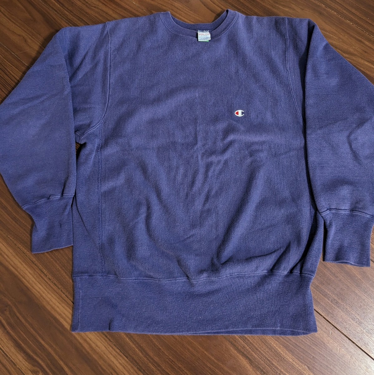 90s チャンピオン リバースウィーブ スウェット XL 無地 ネイビー ナス紺 Champion ビンテージ REVERSE WEAVE 刺繍タグ USA製_画像1