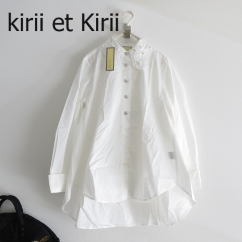 送料込 匿名配送 新品 Kirii et Kirii 　キリエキリ　襟 刺繍 パール　ボタン　サイズ１１　大き目サイズ　チェニック丈