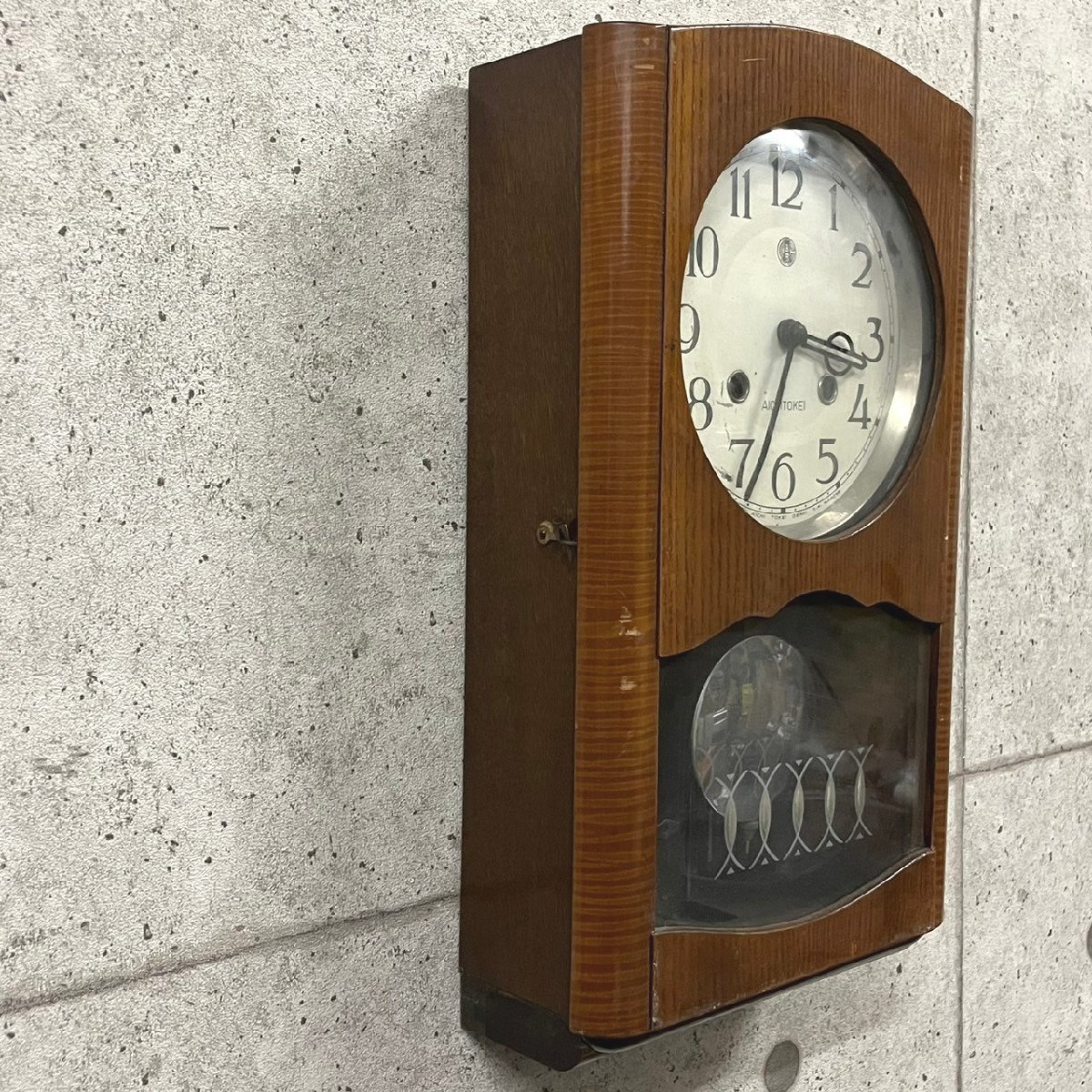 AICHI TOKEI 愛知時計 振子時計 壁掛け時計 柱時計 ゼンマイ式 手巻き 昭和レトロ 020714w/T1（100）の画像3