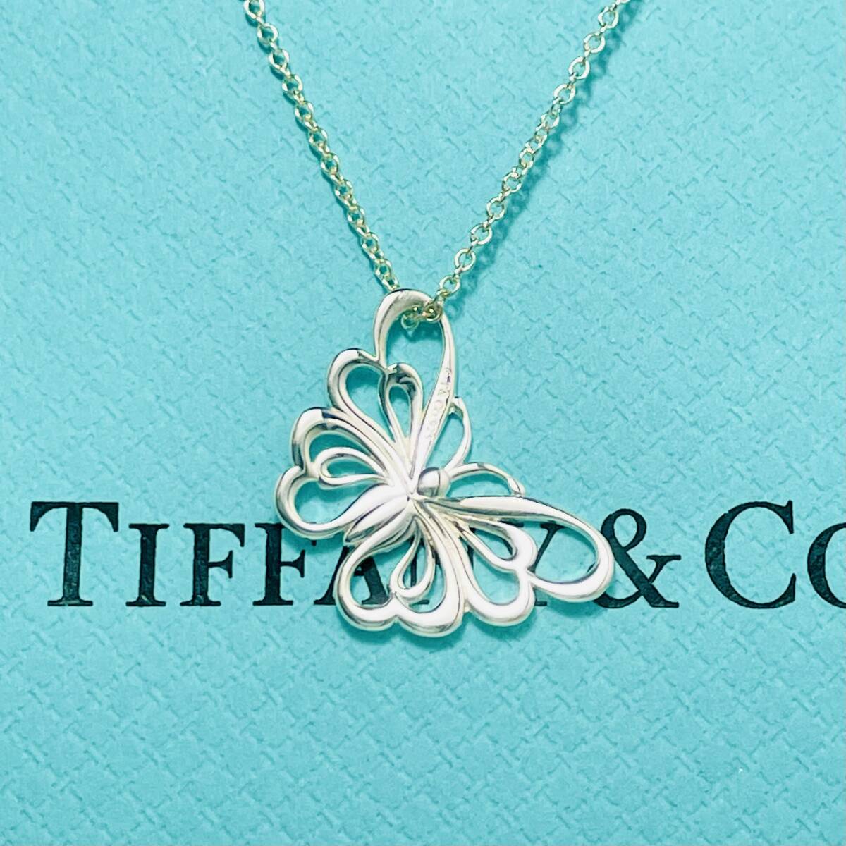 希少 ティファニー バタフライ 蝶々 ネックレス シルバー TIFFANY&Co. 46cm★768の画像1