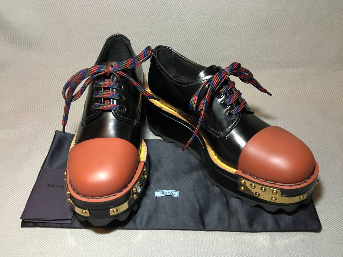 PRADA ラバーコーティングレザーシューズ- PRADA ラバーコーティングレザーシューズ-