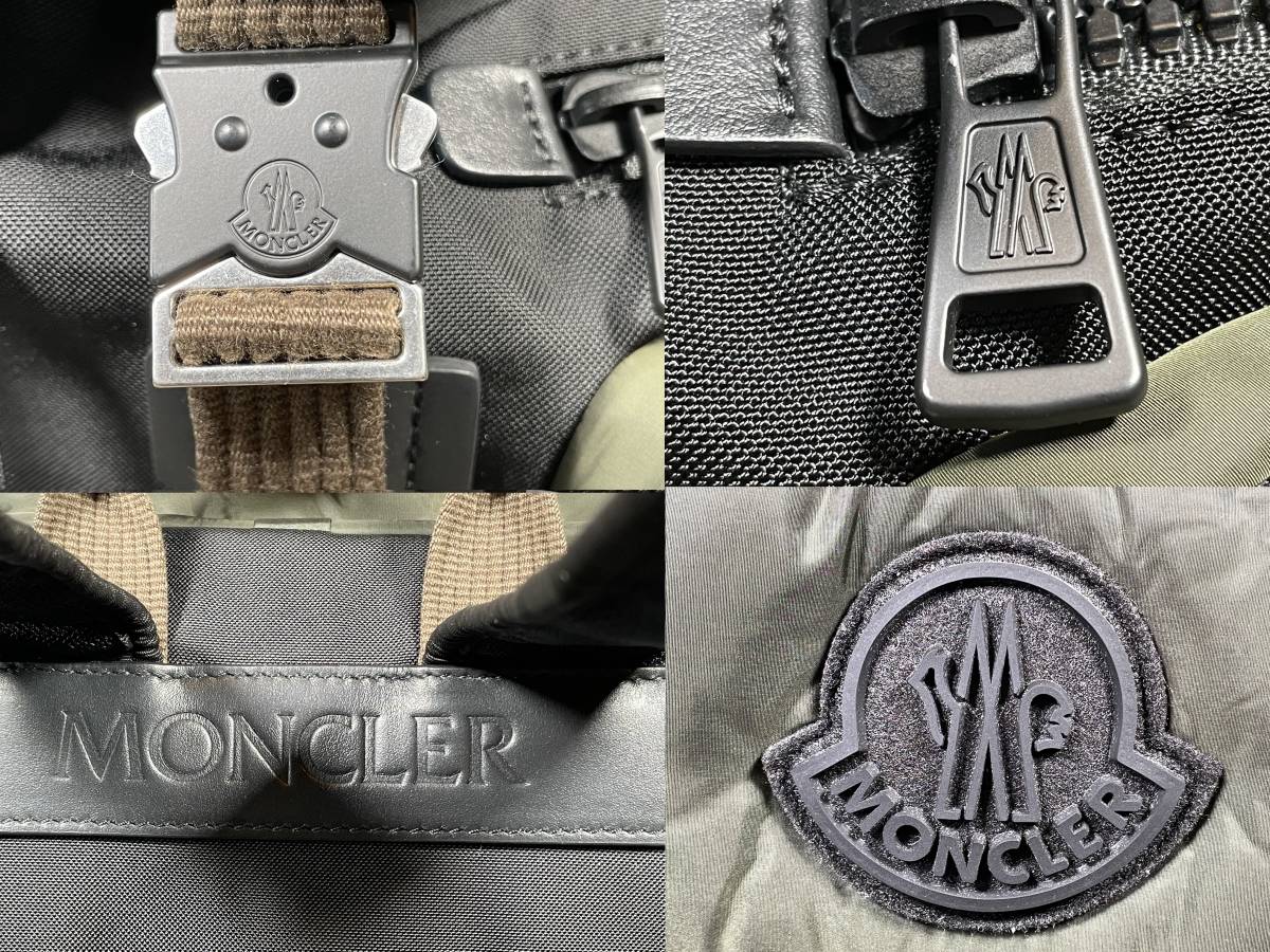 新品 本物 モンクレール MONCLER バックパック AREA カーキ 黒 ブラック バック バッグ リュック バック パック ロゴ ダウン ブラウンの画像9