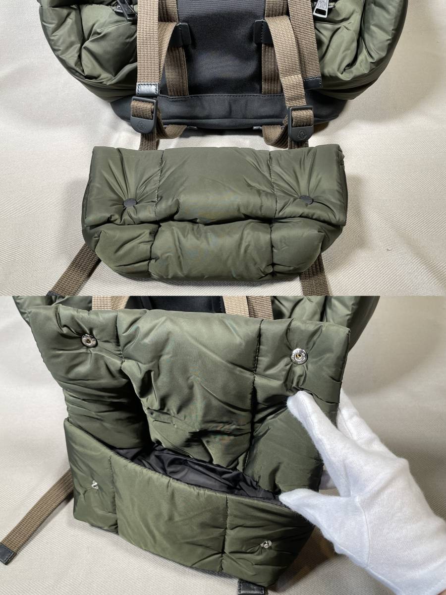 新品 本物 モンクレール MONCLER バックパック AREA カーキ 黒 ブラック バック バッグ リュック バック パック ロゴ ダウン ブラウンの画像8