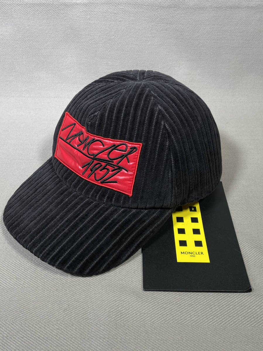 新品 本物 モンクレール MONCLER GENIUS 1952 キャップ 帽子 黒 ブラック レッド 赤 ロゴ ベースボール キャップ ジーニアス_画像1
