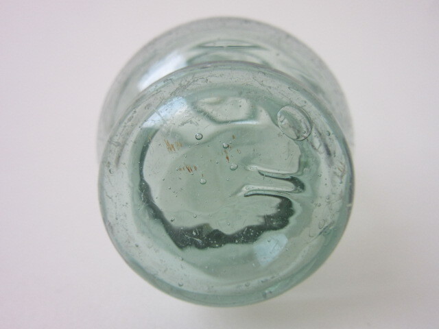 変形 浮き玉 気泡 硝子 ガラス球 ビン玉 シリンダー 検/ 戦前 ガラス玉 浮き球 まくら型 ローラー のし棒 開運 縁起物 アンティークの画像5