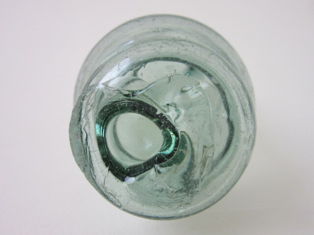 変形 浮き玉 気泡 硝子 ガラス球 ビン玉 シリンダー 検/ 戦前 ガラス玉 浮き球 まくら型 ローラー のし棒 開運 縁起物 アンティークの画像2