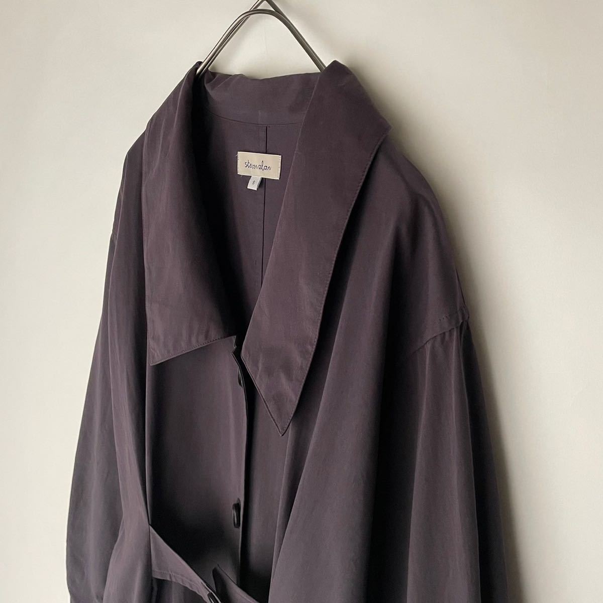 Steven Alan スティーブンアラン 美品 COTTON WIDE COLLAR DRESS ワンピース コート 羽織り ロング コットン 綿  ネイビー 紫 size S