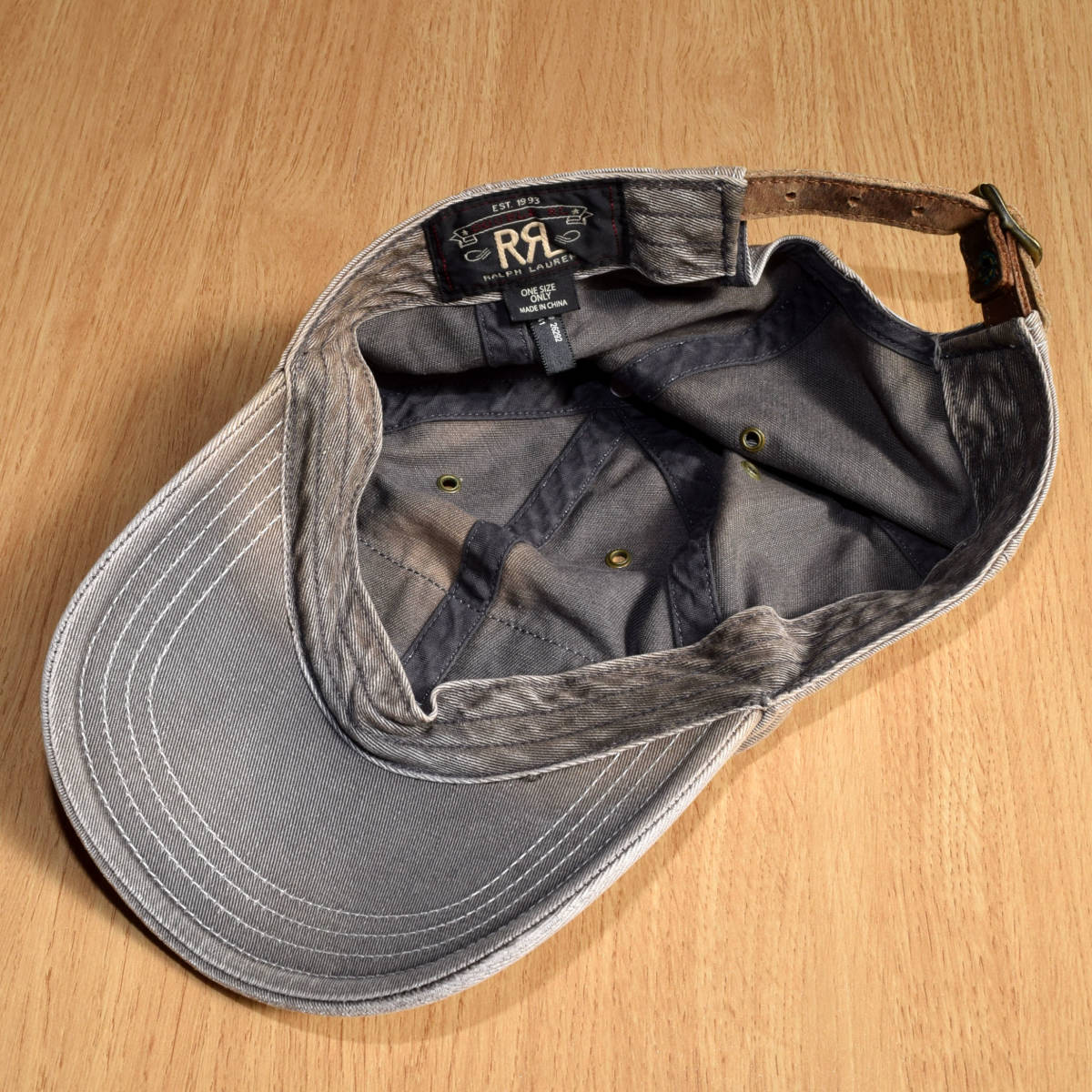 RRL ダブルアールエル ダメージ加工 グレー トラッカー キャップ レザー ベルト POLO 帽子 ラルフローレン Ralph Lauren CAP ビンテージ_画像6