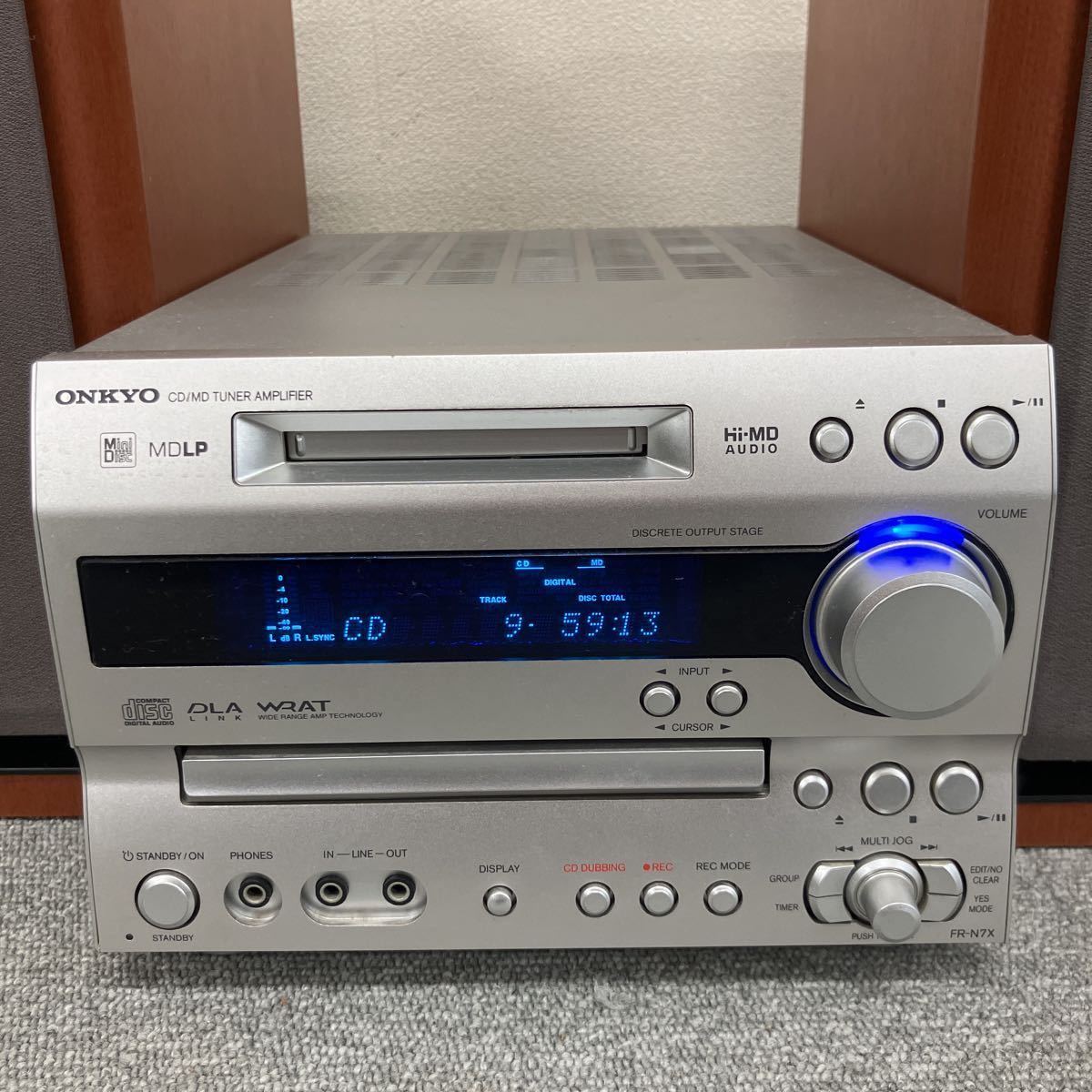 $【売り切り】ONKYO オンキョー オーディオプレイヤー FR-N7X D-N7X CD/MDチューナーアンプシステム 木目調 スピーカー 現状品_画像4