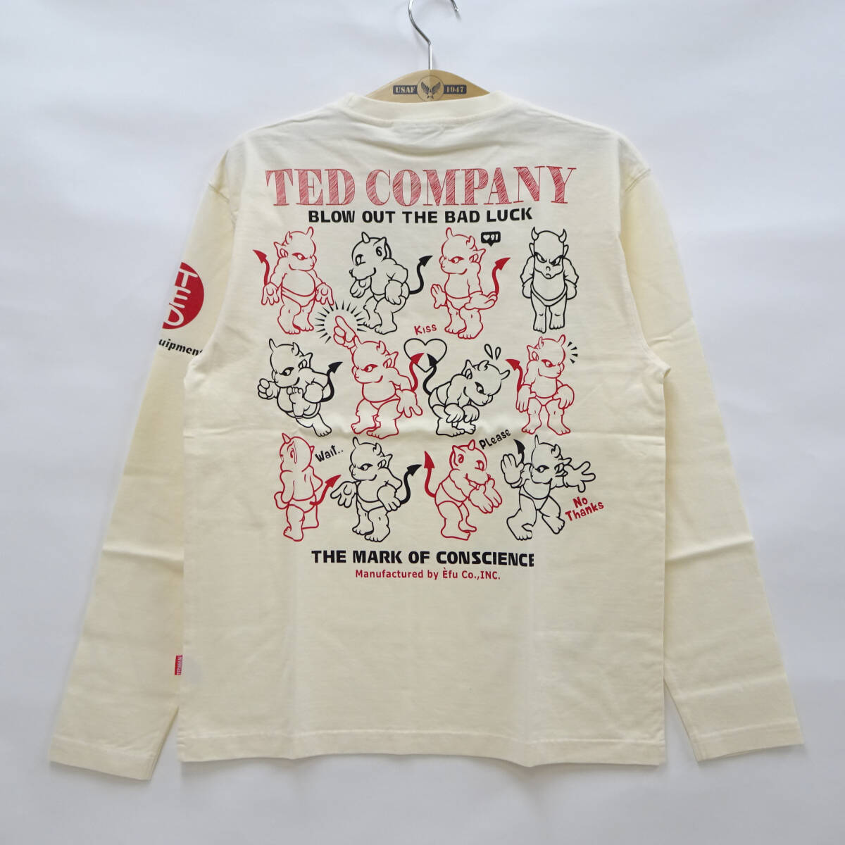 テッドマン 長袖Tシャツ TEDMAN ロンT イラストテディ エフ商会 TDLS-345 オフ白 40(M) 多少汚れあり 50%オフ (半額) 送料無料 即決 新品_画像2