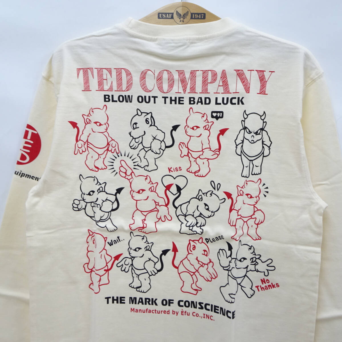 テッドマン 長袖Tシャツ TEDMAN ロンT イラストテディ エフ商会 TDLS-345 オフ白 40(M) 多少汚れあり 50%オフ (半額) 送料無料 即決 新品_画像4