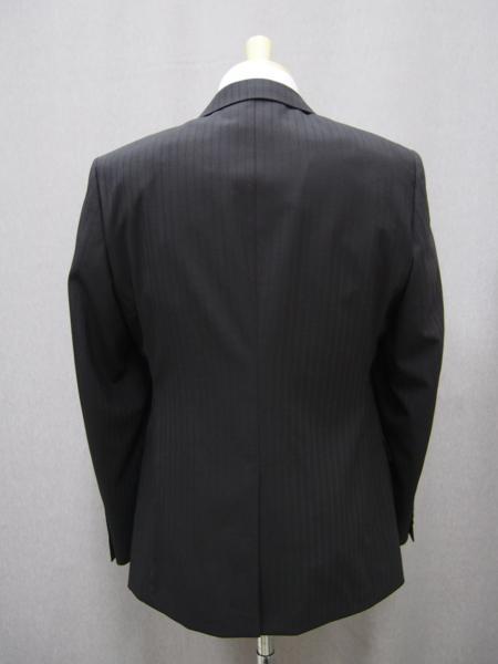 (sk) 55000-11-Y4 春夏 2ツボタン ノータック スリム スーツ ウォッシャブル 洗えるスーツ 黒 ブラック ストライプ メンズ ビジネス_画像2