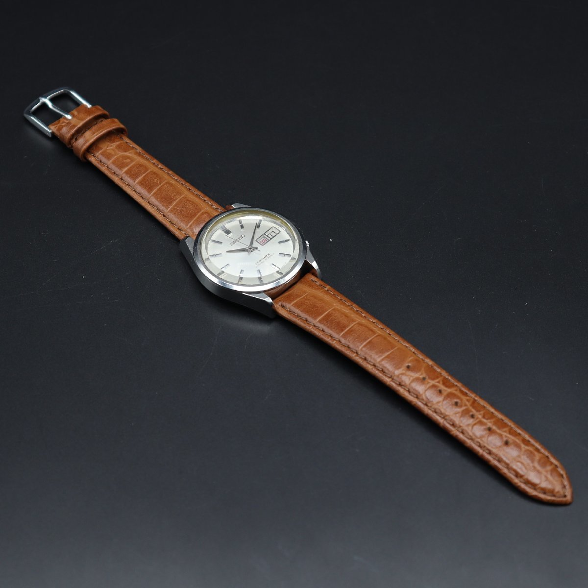 SEIKOMATIC セイコーマチック 35石 6218-8000 自動巻き イルカ王冠マーク 1966年製 英デイデイト 新品革ベルト アンティーク メンズ腕時計_画像8