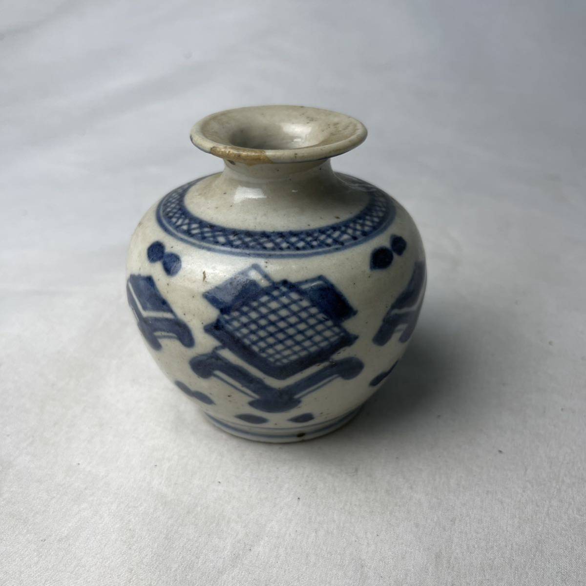 時代染付茶壷　大小2点　/　時代物　中国美術　染付壺　小壺　茶入　山水図　検索：　古染付　祥瑞　清　.1052_画像7