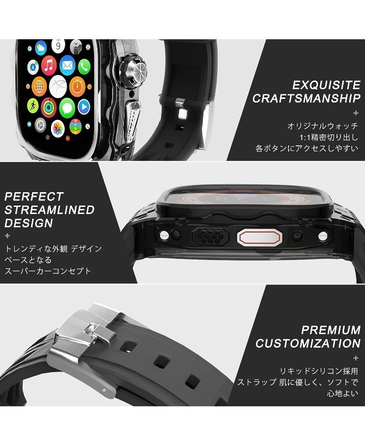 f214 brand : GLuYuan high class light weight transparent case for Apple Watch Ultra 1/2 49mm band with cover smart watch cover 