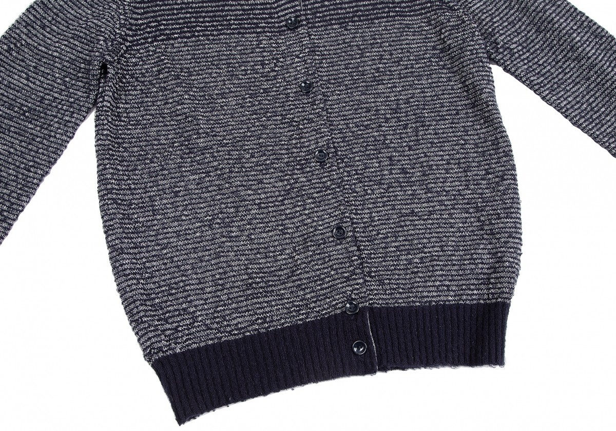  A.P.C. A.P.C. border weave knitted cardigan navy blue silver XS