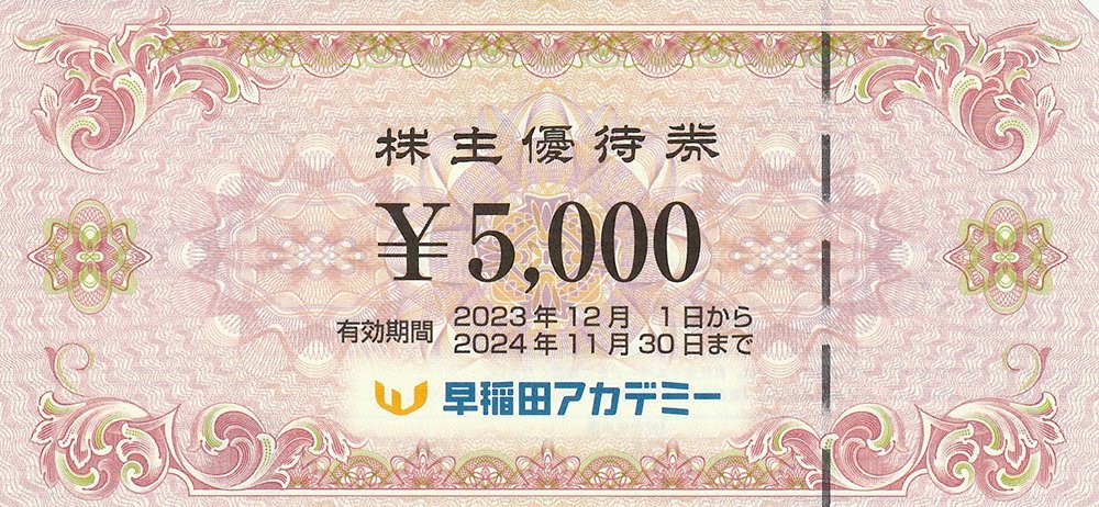 早稲田アカデミー株主優待券 10万円分 11月30日まで 送料込_画像1