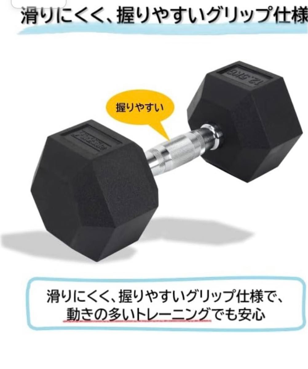 ダンベル　12.5kg  FitElite(フィットエリート) HEXダンベル（ヘックスダンベル）　12.5kg  1個