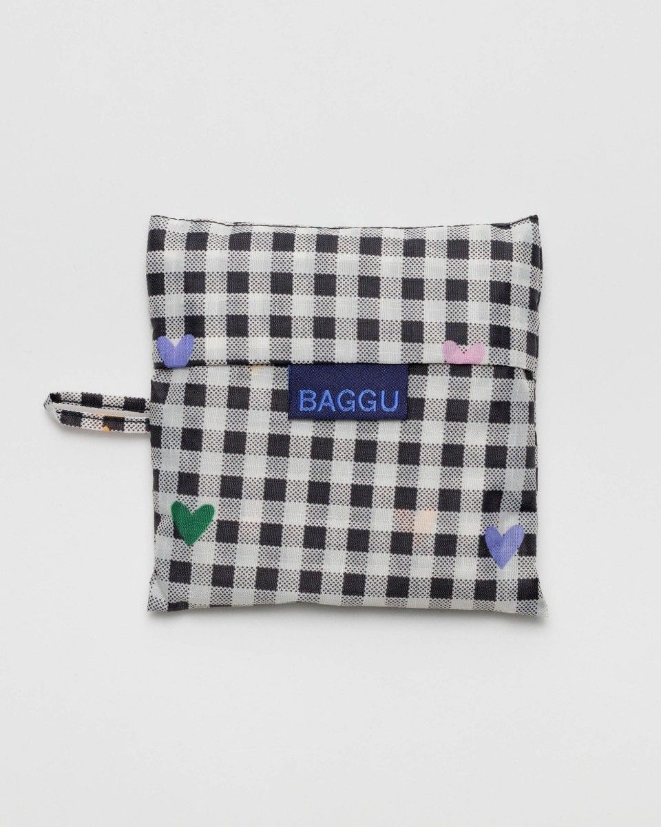 新作　BAGGU　エコバッグ　スタンダード　ギンガムハート　新品未使用　ギンガムチェック　ブラック