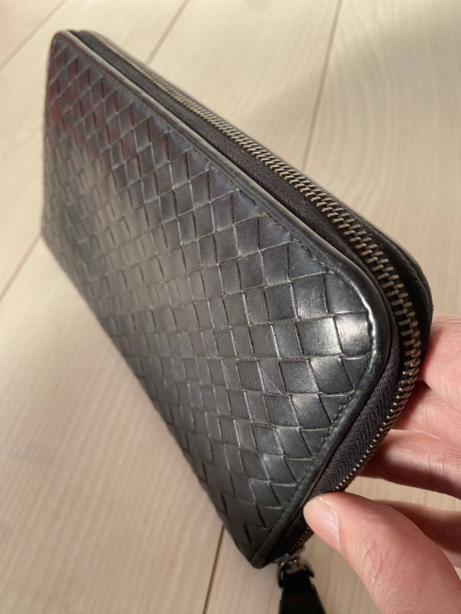 美品！送料込み！BOTTEGA VENETA ボッテガヴェネタ イントレチャート ラウンドファスナー ジッピーウォレット 長財布 本革 レザーの画像4