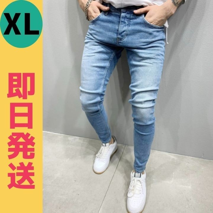 【新品未使用】 メンズ ストレッチ 細身 デニム パンツ XL 韓国 ジーンズ_画像1