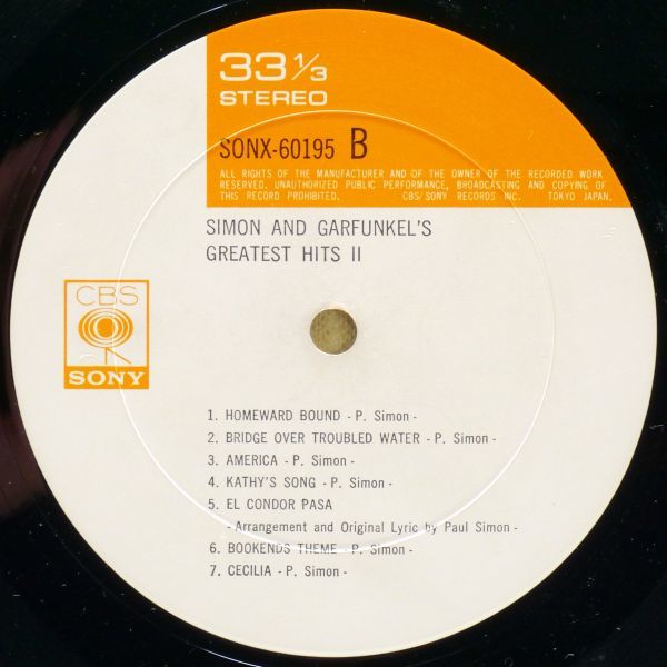 ■サイモンとガーファンクル・グレーテスト・ヒット(Simon & Garfunke's Greatest Hits 2) ＜LP 1972年 日本盤＞ベストアルバム_画像10
